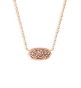 Kendra Scott Sterling Silver Rose Gold Plated Elisa Rose Drusy Pendant Necklace