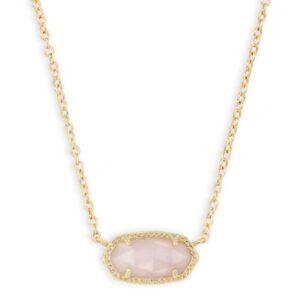 Kendra Scott Sterling Silver Rose Gold Plated Elisa Rose Quartz Necklace