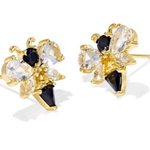 Kendra Scott Sterling Silver Gold Plated Bee Black and Yellow Stud Earrings
