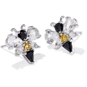 Kendra Scott Sterling Silver Rhodium Plated Bee Black and Yellow Stud Earrings
