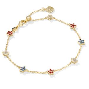 Kendra Scott Sterling Silver Gold Plated Sierra Red White & Blue Star Crystal Bracelet