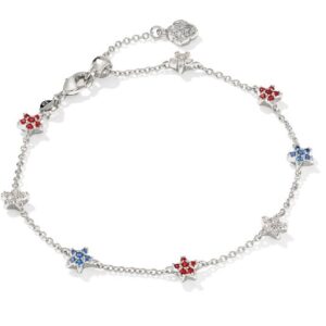 Kendra Scott Sterling Silver Rhodium Plated Sierra Red White & Blue Star Crystal Bracelet