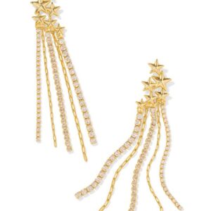 Kendra Scott Sterling Silver Gold Plated Cassidy White CZ Dangle Earrings