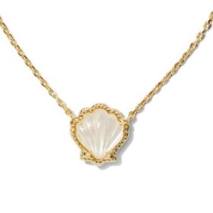 Kendra Scott Sterling Silver Gold Plated Brynne Ivory Mother of Pearl Shell Pendant Necklace