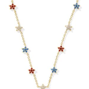 Kendra Scott Sterling Silver Gold Plated Sierra Red White & Blue Star Crystal Necklace