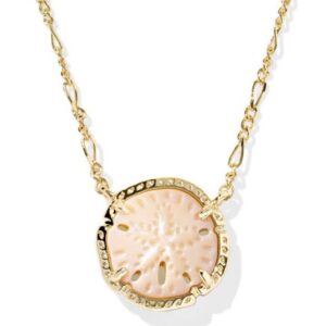 Kendra Scott Sterling Silver Gold Plated Sand Dollar Natural Mother of Pearl Pendant Necklace