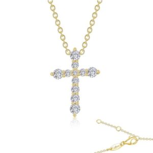 Lafonn Gold Plated Sterling Silver .67 cttw Simulated Diamond Cross Pendant with 18" Chain