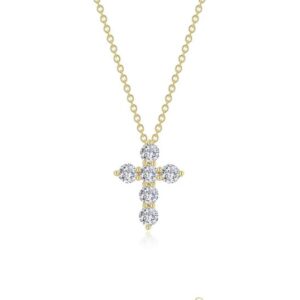 Lafonn Gold Plated Sterling Silver 1.02 cttw Simulated Diamond Cross Pendant with 20" Chain
