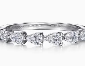 Gabriel & Co. 14k White Gold East West Prong Set Pear Shape Diamond Anniversary Band