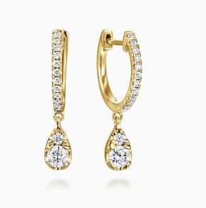 Gabriel & Co. 14k Yellow Gold Diamond Guggie Drop Earrings