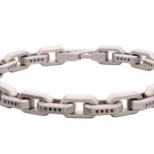 INOX Stainless Steel Spinel 8MM Matte Faceted Link Bracelet
