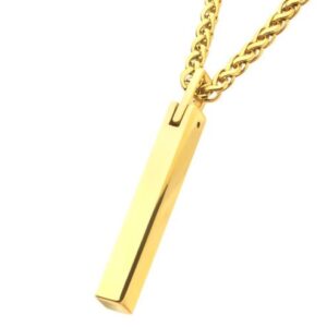 INOX Stainless Steel Gold Plated Tung Bar on 22" Wheat Chain