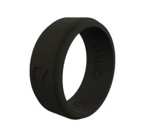 Qalo Men's Black Step Edge Polished Silicone Ring