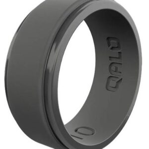 Qalo Men's Charcoal Step Edge Polished Silicone Ring