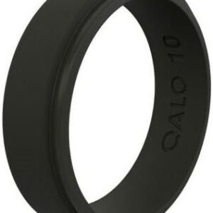 Qalo Black Narrow Polished Step Edge Ring
