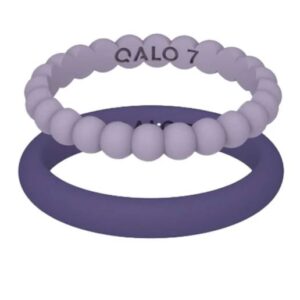 Qalo Women's Bead & Classic 2 Stack Lilac/Purple Ring