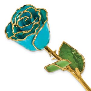 Quality Gold Lacquer Dipped Gold Trim Turquoise Green Southwest Rose