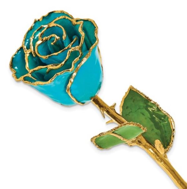 Quality Gold Lacquer Dipped Gold Trim Turquoise Green Southwest Rose