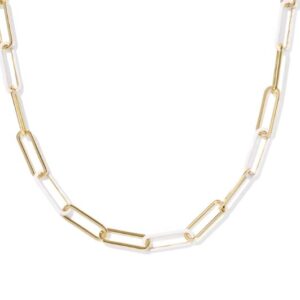 Kendra Scott Gold Plated Sterling Silver Ainsley Convert Paperclip White Enamel Necklace