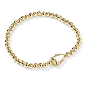 Kendra Scott Gold Plated Sterling Silver Daphne White Mother of Pearl Stretch Bracelet