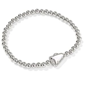 Kendra Scott Rhodium Plated Sterling Silver White Mother of Pearl Stretch Bracelet