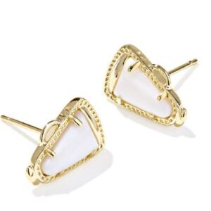 Kendra Scott Gold Plated Sterling Silver White Mother of Pearl Cheer Stud Earrings