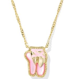 Kendra Scott Gold Plated Sterling Silver Pink Mother of Pearl Ballet Slippers 19" Short Pendant Necklace