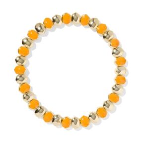 Kendra Scott Gold Plated Sterling Silver Daphne Bright Orange Enamel Stretch Bracelet