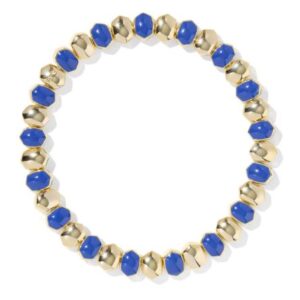 Kendra Scott Gold Plated Sterling Silver Daphne Bright Blue Enamel Stretch Bracelet