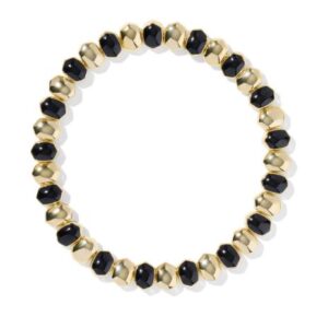 Kendra Scott Gold Plated Sterling Silver Daphne Black Enamel Stretch Bracelet