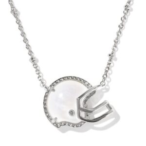 Kendra Scott Rhodium Plated Sterling Silver Ivory Mother of Pearl Football Helmet Pendant