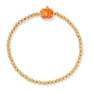 Kendra Scott Gold Plated Sterling Silver Orange Mother of Pearl Pumpkin Stretch Bracelet
