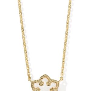 Kendra Scott Gold Plated Sterling Silver White Opal Snowflace Pendant Necklace