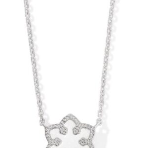 Kendra Scott Rhodium Plated Sterling Silver White Opal Snowflace Pendant Necklace