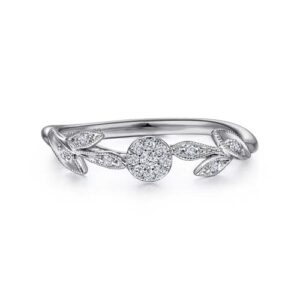 Gabriel & Co. Promise Ring - 14K White Gold Floral Diamond Stackable Ring