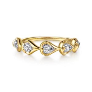 Gabriel & Co. Fiora - 14K White Yellow Gold Diamond Stackable Ring