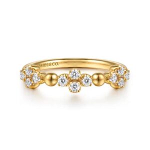 Gabriel & Co. Bujukan Clover - 14K Yellow Gold Bujukan and Diamond Clover Stackable Ring