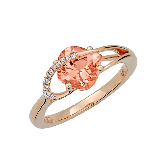 Chatham 14K Rose Gold Ring 8.5X8 Onion Lab-grown Champagne Sapphire 2.26cts, Lab-grown Diamonds .04cts
