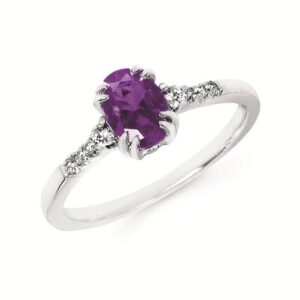 Ostbye 0.09Ctw Diamond & Amethyst Birthstone Ring