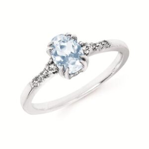 Ostbye 0.09Ctw Diamond & Created Aquamarine Birthstone Ring