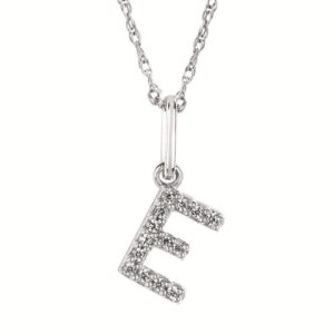 Ostbye Letter E .05 ctw Diamond Pendant Set in 10k White Gold