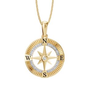 Ostbye 0.05 ctw Diamond Compass Pendant In 14K Yellow Gold With 18" Chain