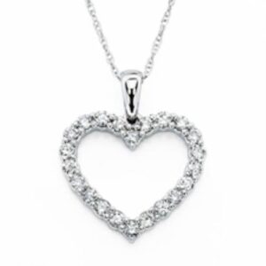 Ostbye 1/10 Ctw. Prong Set Diamond Heart Pendant In 14K Gold With 18" Chain