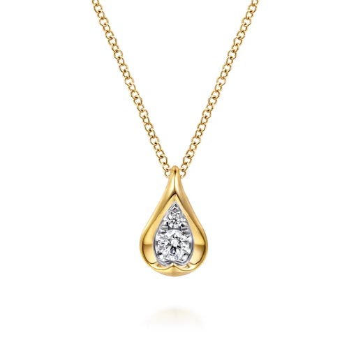 Gabriel & Co. Fiora - 14K White and Yellow Gold Diamond Teardrop Pendant Necklace