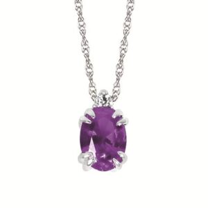 Ostbye 0.02 ctw Diamond & Amethyst Birthstone 10k White Gold Pendant