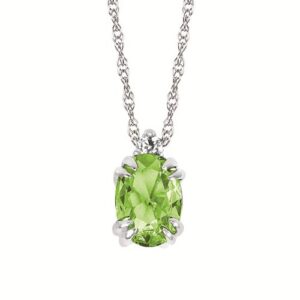 Ostbye 0.02 ctw Diamond & Peridot Birthstone Pendant Set in 10k White Gold