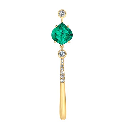 Chatham 14K Yellow Gold Pendant 9.5X9 Onion Lab-grown Emerald 2.00cts, .21ctw