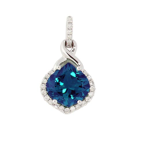 Chatham 14K White Gold, Lab-grown Sapphire Pendant