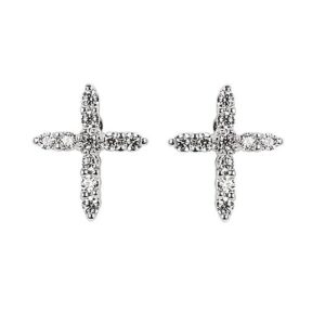 Ostbye 1/8 Ctw. Diamond Cross Earrings In 14K Gold
