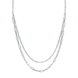 Stia Styled Simple Layers Paperclip Necklace in Sterling Silver